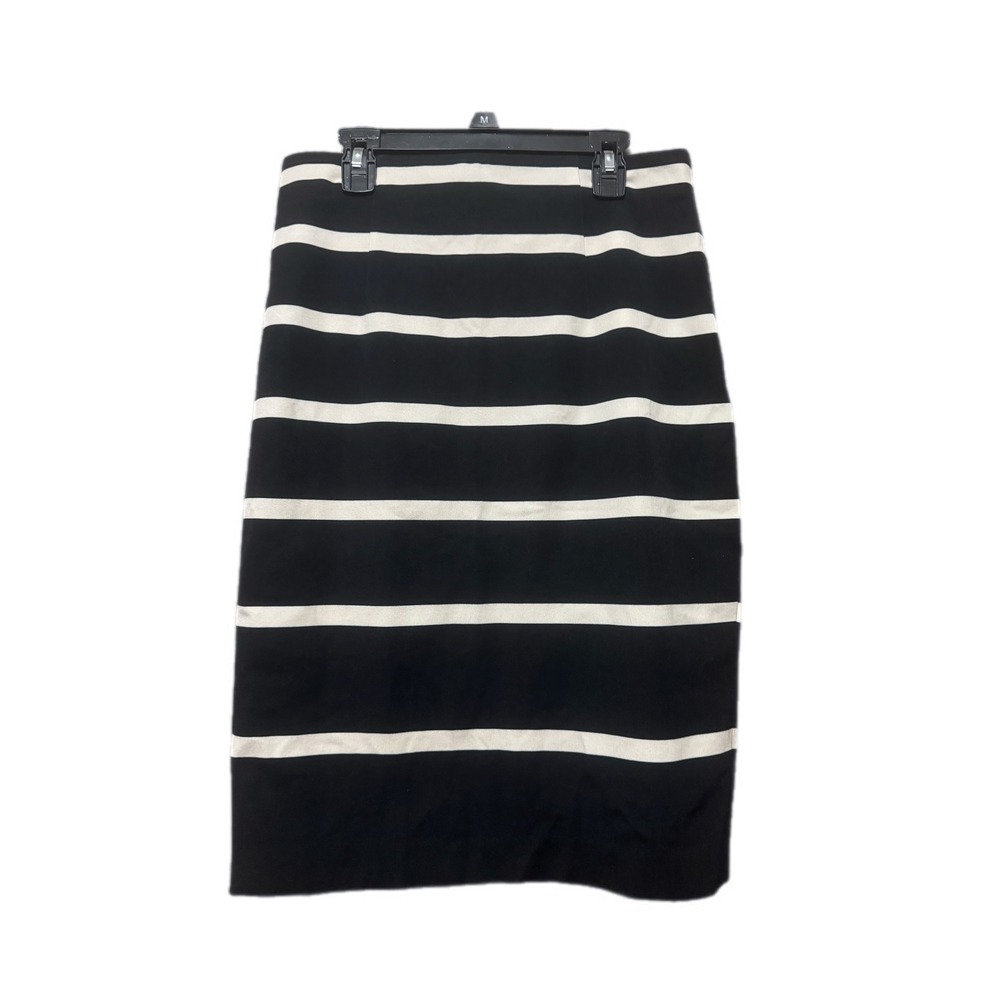 Banana Republic Pencil Skirt Women 8P Black White Excellent Striped Career